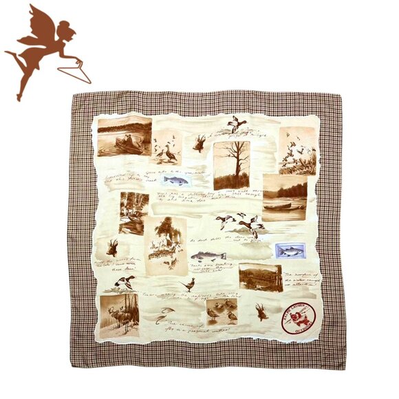 Ralph Lauren Blue Label Accessories - VINTAGE Ralph Lauren Outdoors Woodlands Poetry Silk Houndstooth Scarf